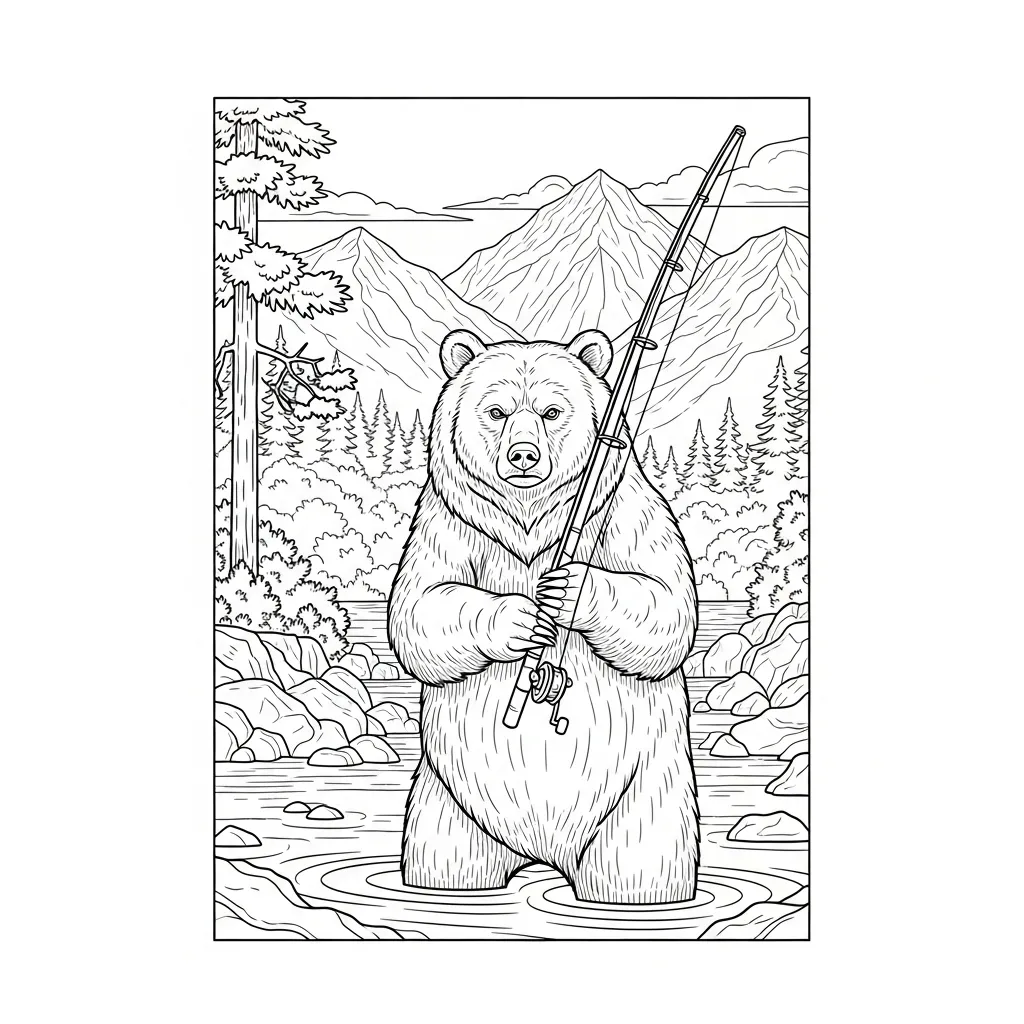 Bear Fishing in Mountain Woods (1)