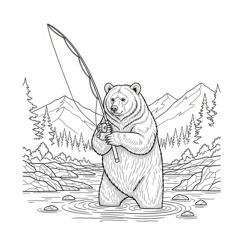 Bear Fishing in Mountain Woods (2)