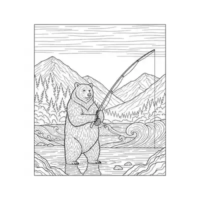 Bear Fishing in Mountain Woods (3)