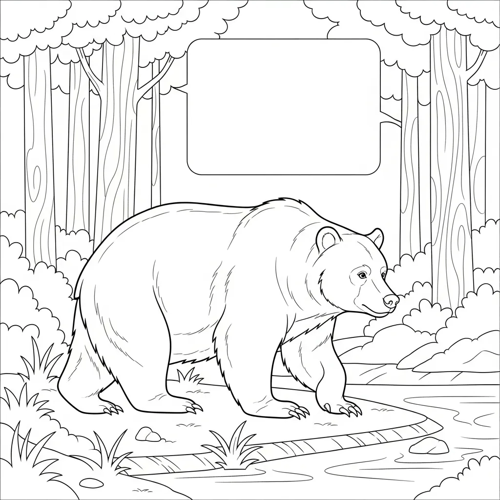 Bear Wandering Near Forest Riverbank (1)