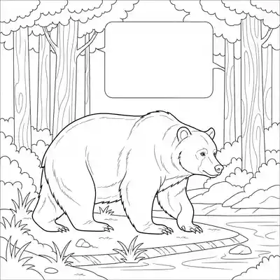 Bear Wandering Near Forest Riverbank (1)