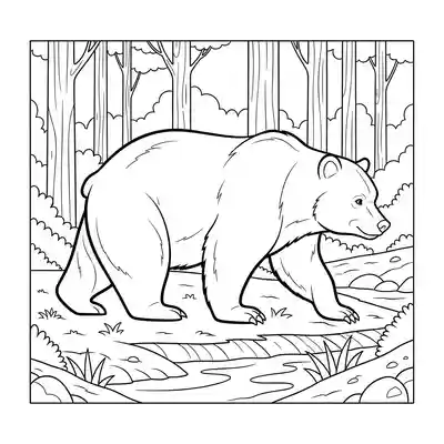 Bear Wandering Near Forest Riverbank (2)