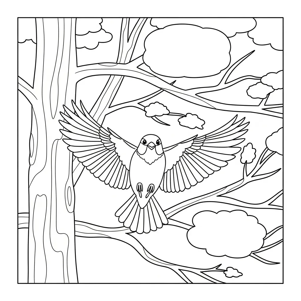 Bird Flying Between Tree Branches (2)