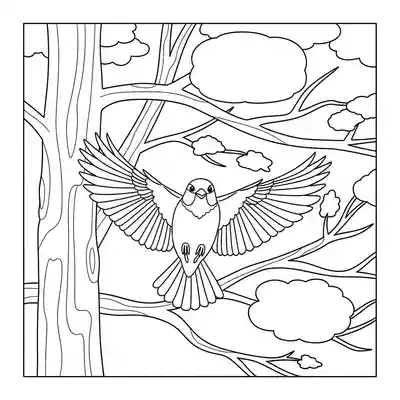 Bird Flying Between Tree Branches (2)