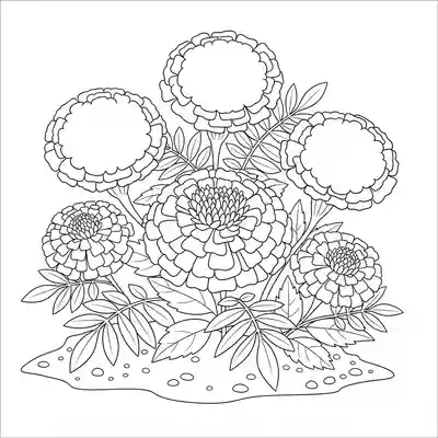 Bright Marigold Cluster in Garden Bed (2)