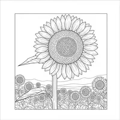 Bright Sunflower Facing Sun in Field Scene (2)