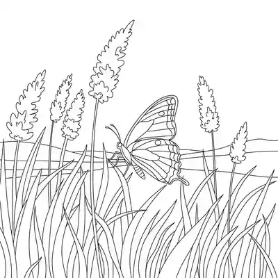 Butterfly Resting in Wild Meadow (2)
