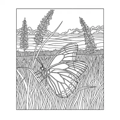 Butterfly Resting in Wild Meadow (3)