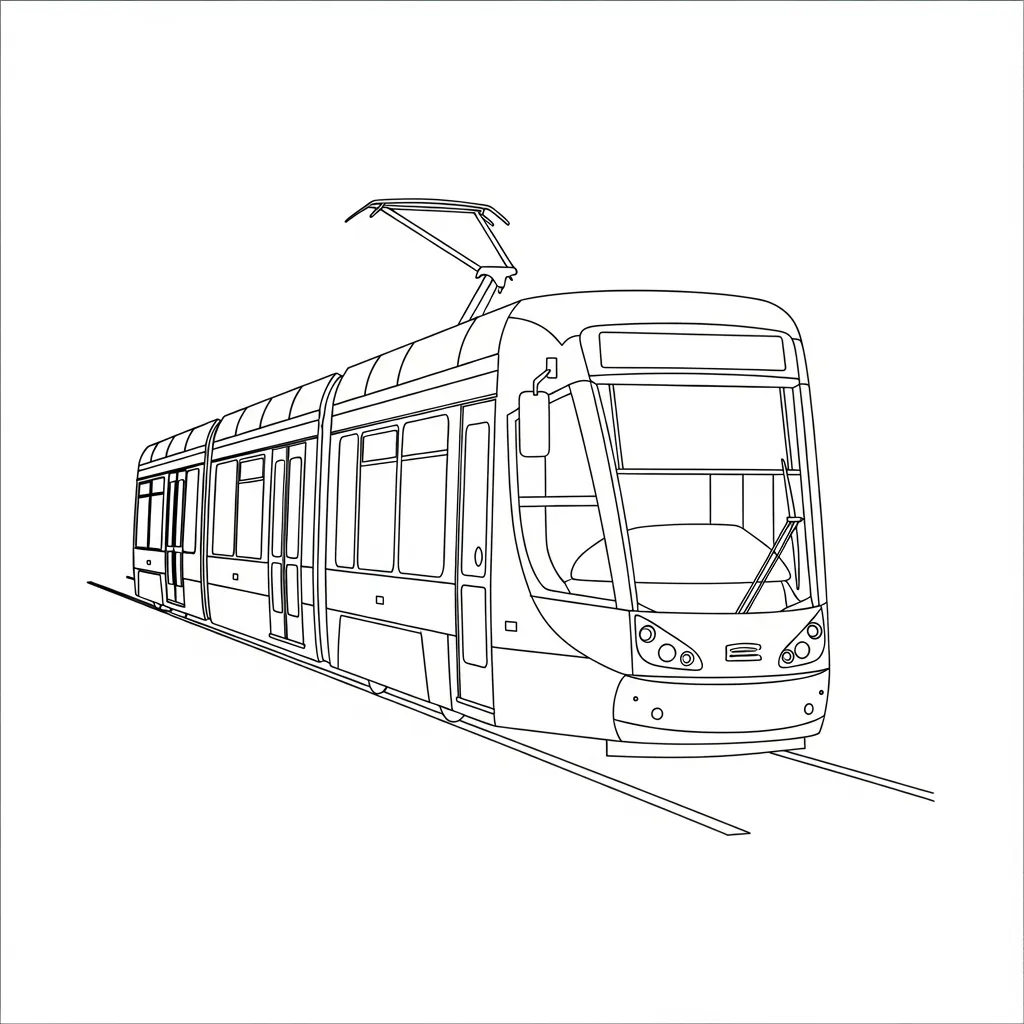 City Tram Drawing Coloring Page (2)