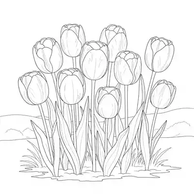 Colorful Tulip Bouquet in Spring Field (3)