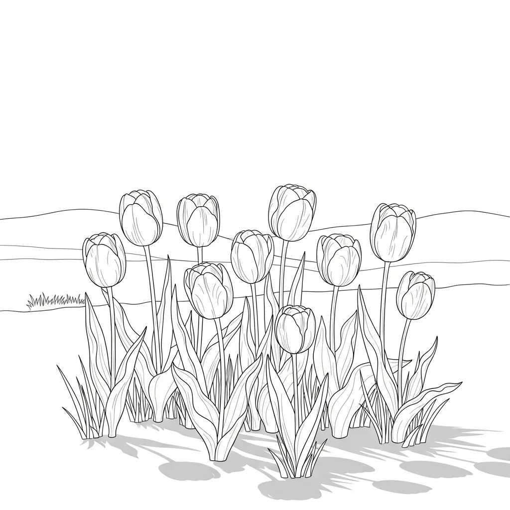 Colorful Tulip Bouquet in Spring Field Scene (3)