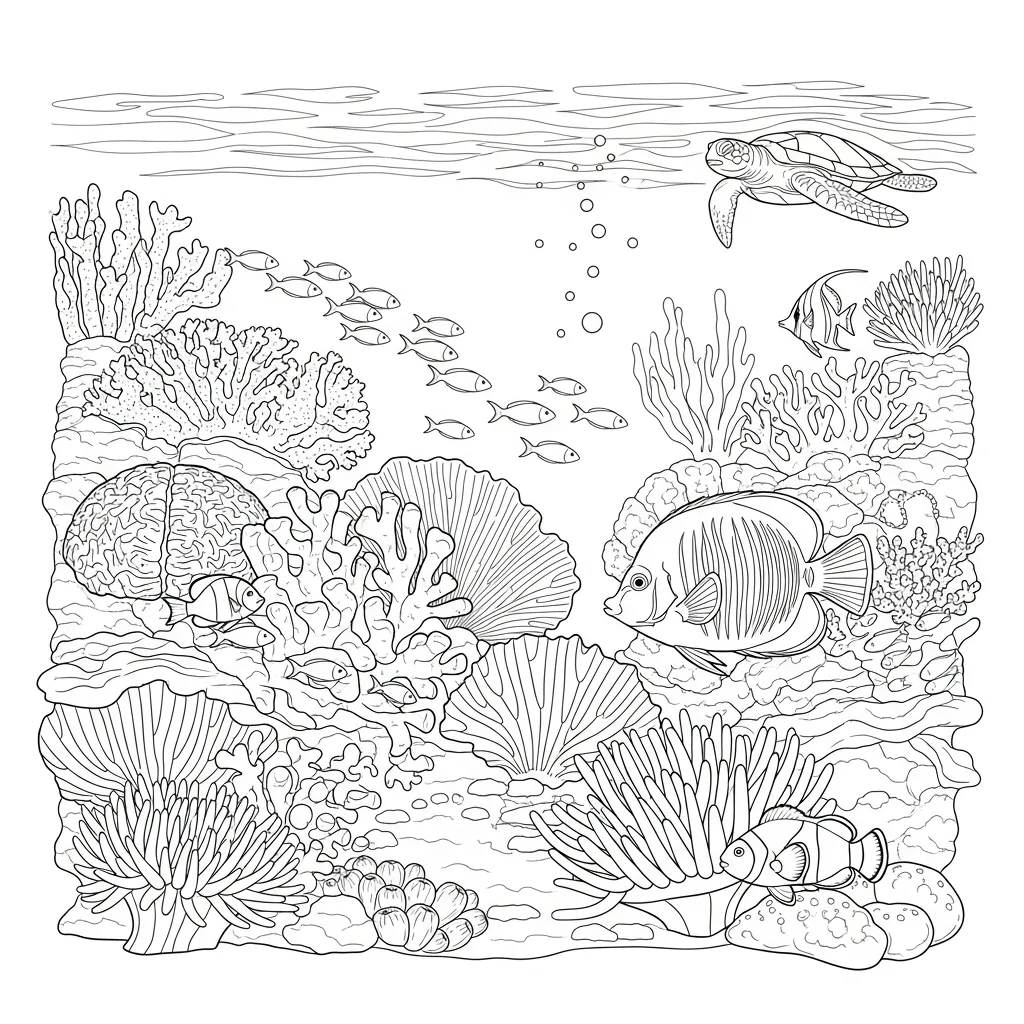 Coral Reef Scene Coloring Page (2)