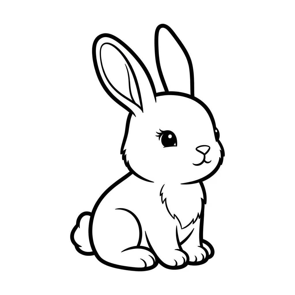 Cute Bunny Coloring Page for Kids (2)