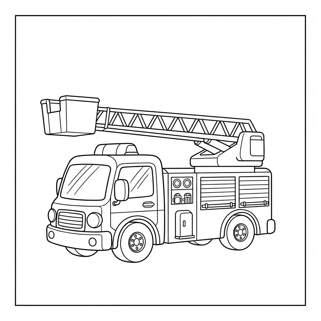 Cute Fire Truck Coloring Page for Kids (2)