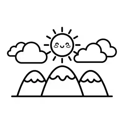 Cute Mountain Scene Coloring Page for Kids (1)