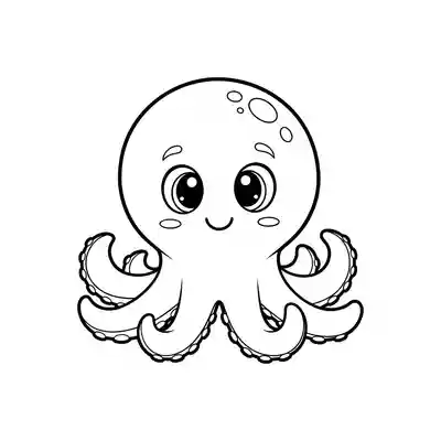 Cute Octopus Coloring Page for Kids (2)