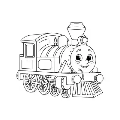Cute Train Coloring Page for Kids (1)