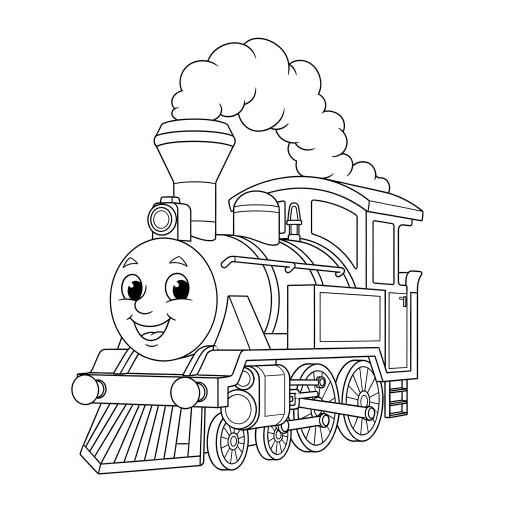 Cute Train Coloring Page for Kids (2)