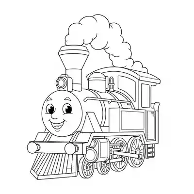 Cute Train Coloring Page for Kids (2)