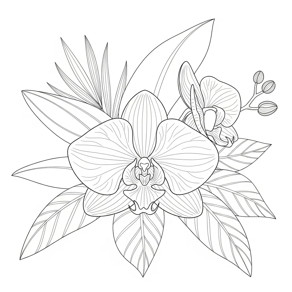 Delicate Orchid Bloom in Tropical Setting Scene (3)
