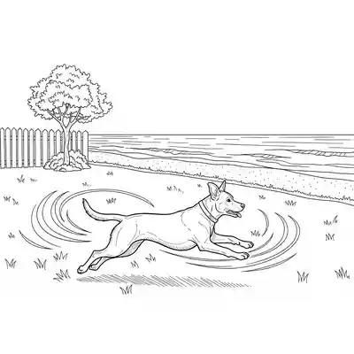Dog Playing Near Backyard and Beach (2)