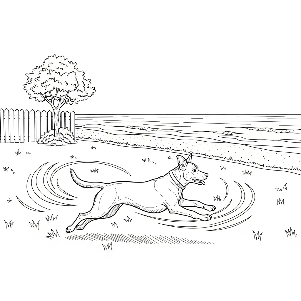 Dog Playing Near Backyard and Beach (2)