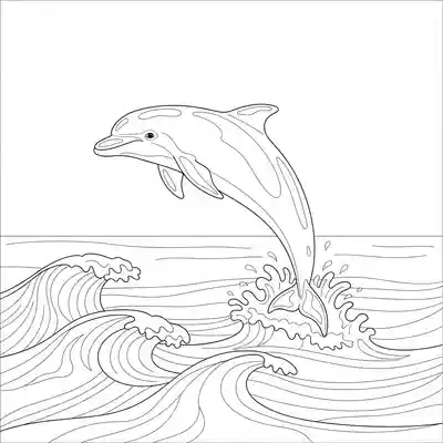 Dolphin Jumping Over Ocean Waves Scene (3)