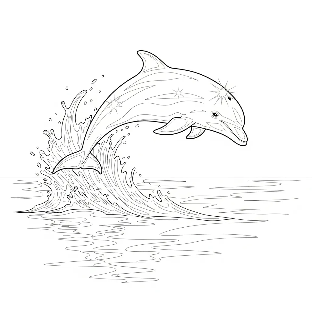 Dolphin Jumping Over Ocean Waves Scene Detailed (1)