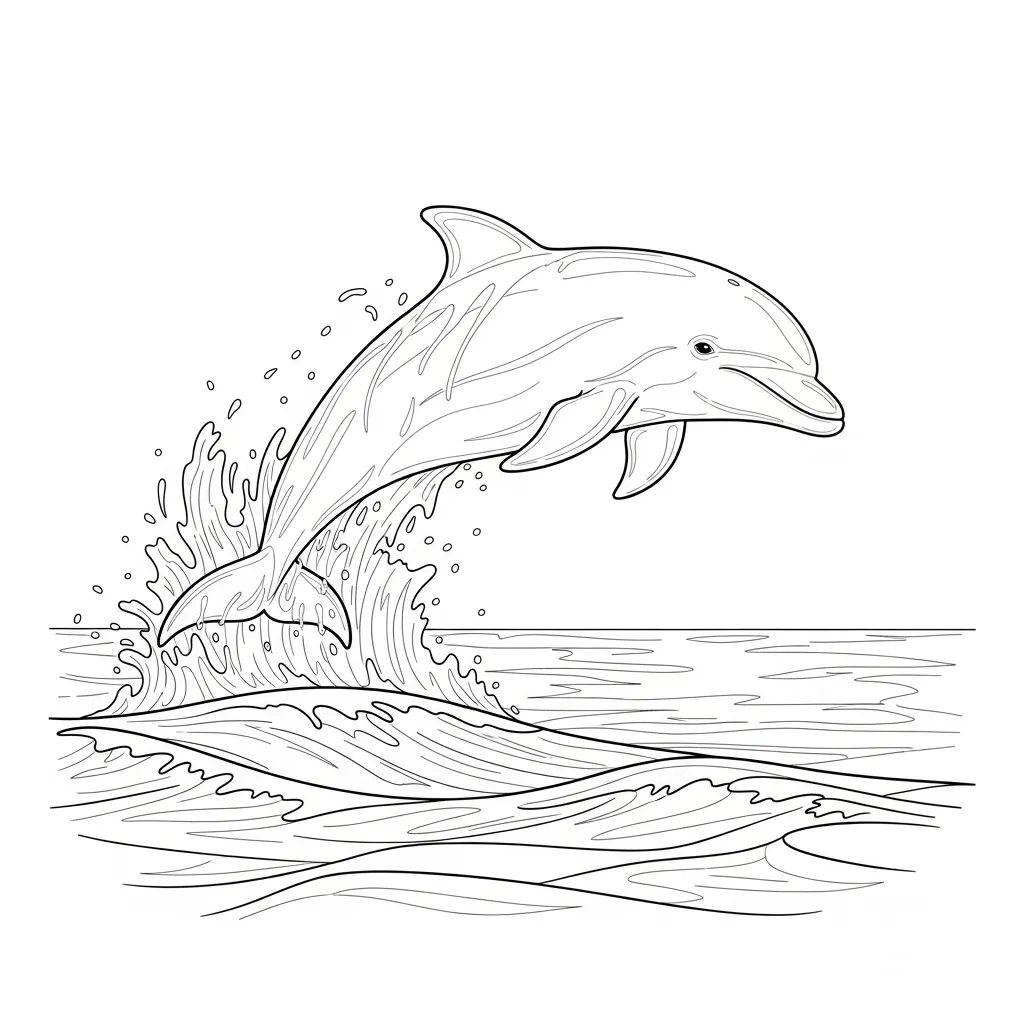 Dolphin Jumping Over Ocean Waves Scene Detailed (2)