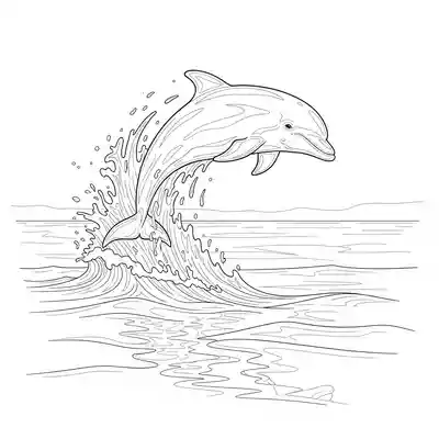 Dolphin Jumping Over Ocean Waves Scene Detailed (3)