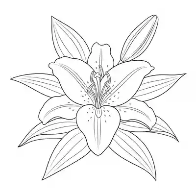 Elegant White Lily with Green Leaves (1)