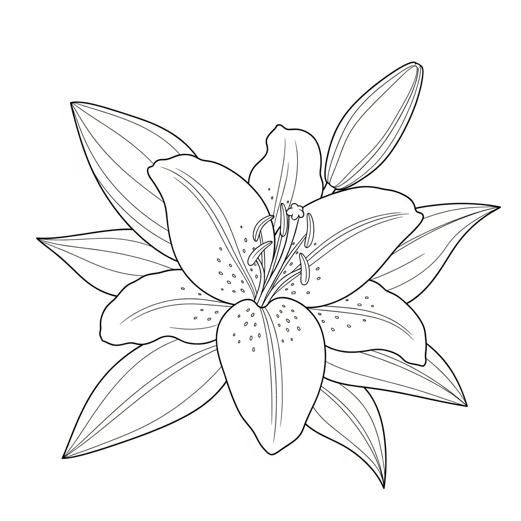 Elegant White Lily with Green Leaves (2)