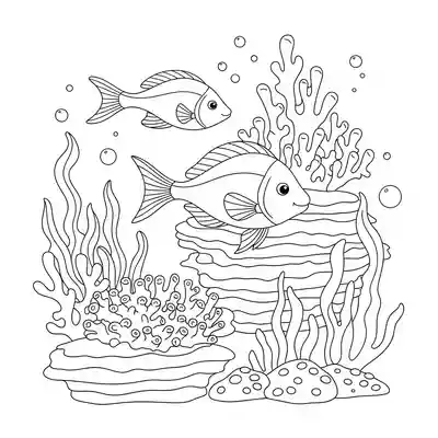 Fish Swimming Through Coral Reef (3)