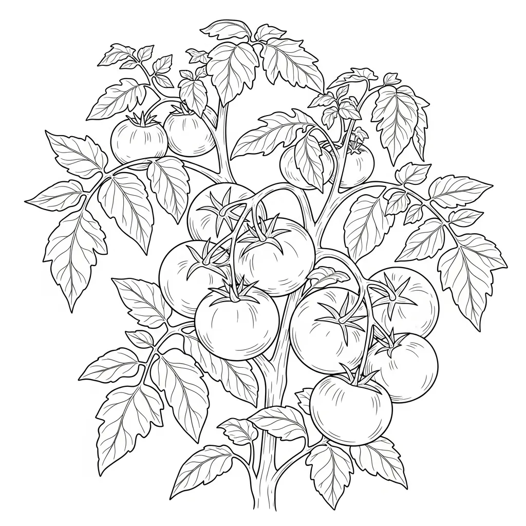 Fresh Tomato Plant Coloring Page (1)