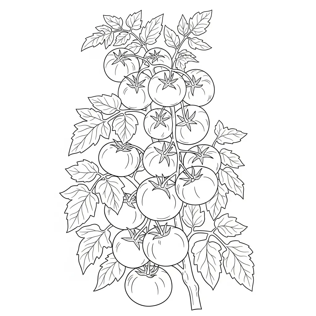 Fresh Tomato Plant Coloring Page (2)