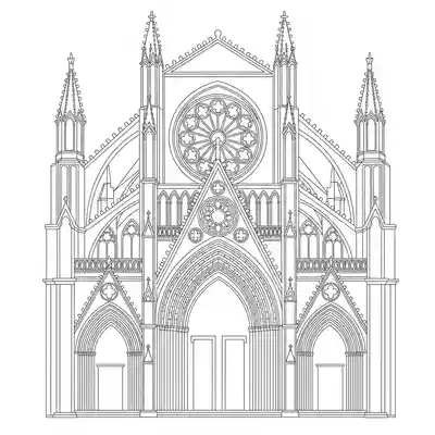 Gothic Cathedral Detailed Coloring Page (1)