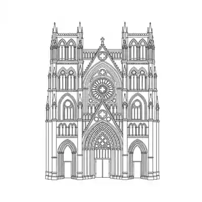 Gothic Cathedral Detailed Coloring Page (2)