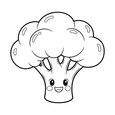 Happy Broccoli Coloring Page for Kids (1)