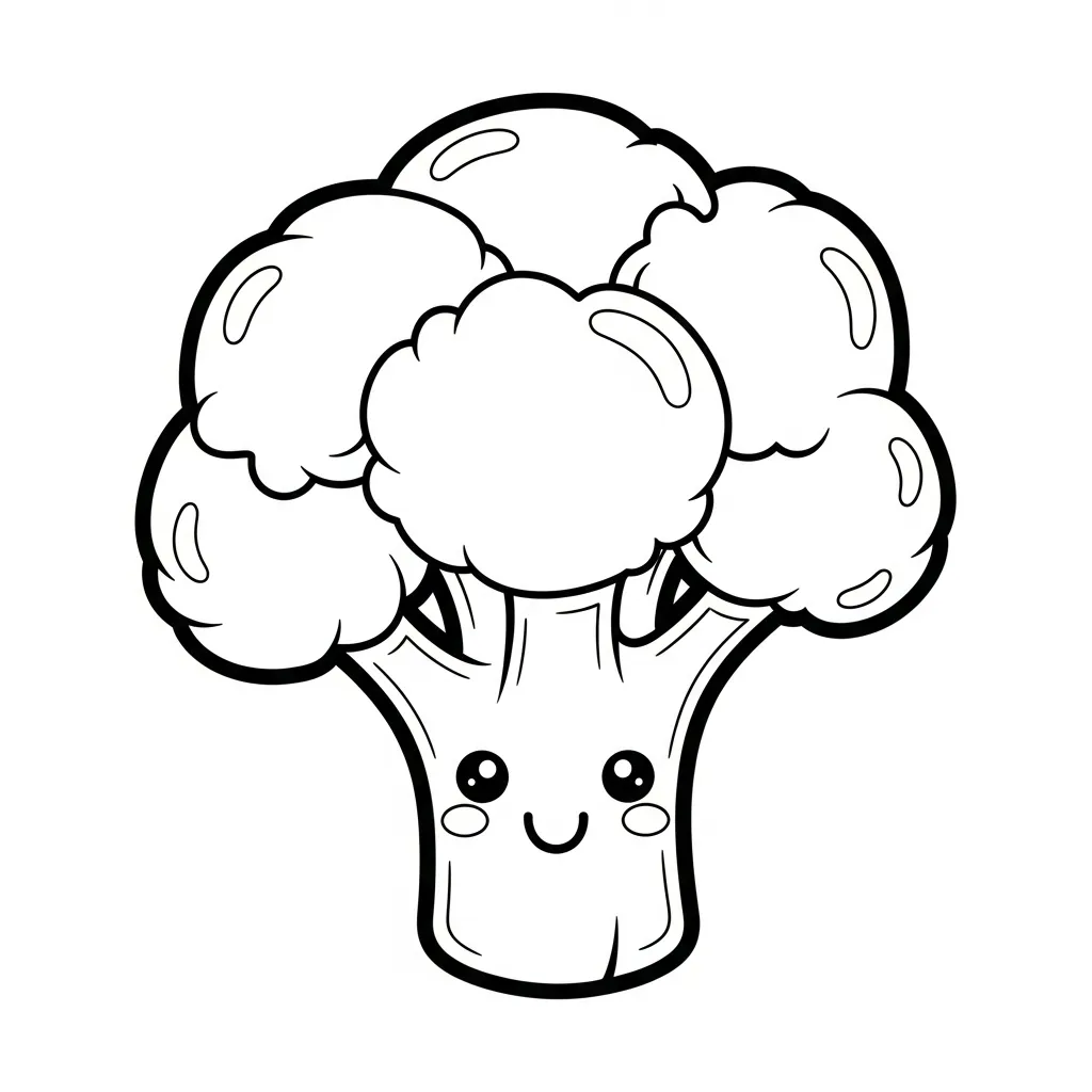 Happy Broccoli Coloring Page for Kids (2)