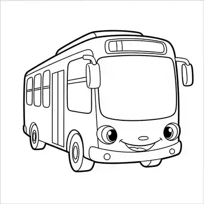 Happy Bus Coloring Page for Kids (1)