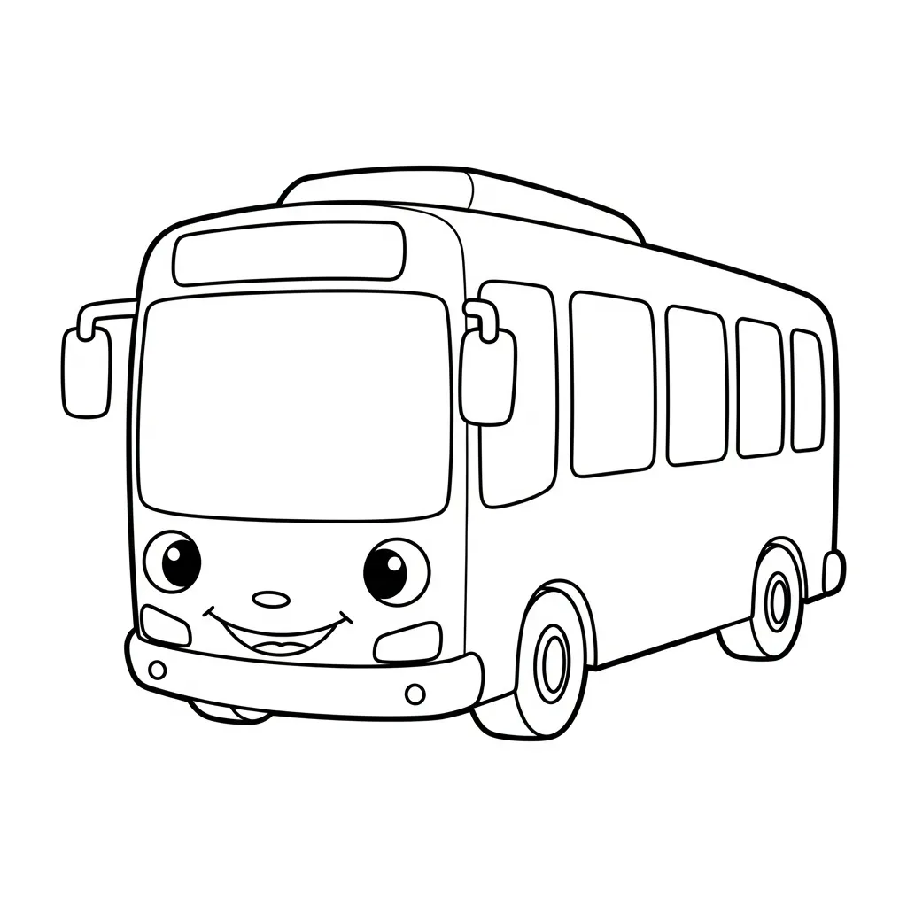 Happy Bus Coloring Page for Kids (2)