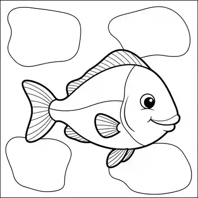 Happy Fish Coloring Page for Kids (2)