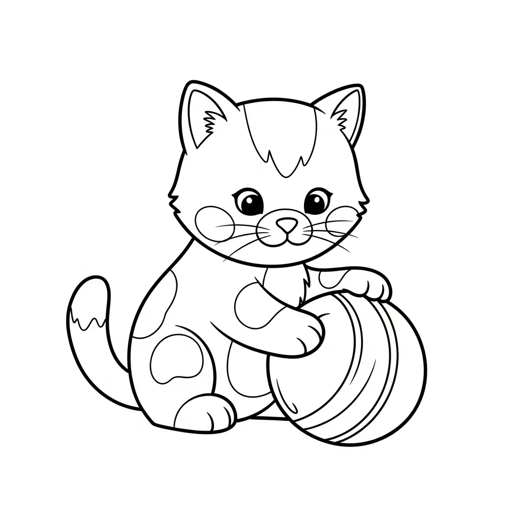 Happy Kitten Coloring Page for Kids (2)
