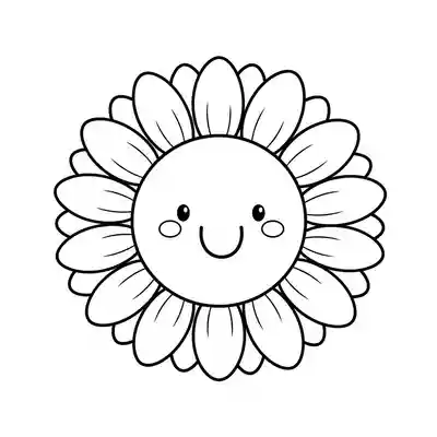 Happy Sunflower Coloring Page for Kids (1)