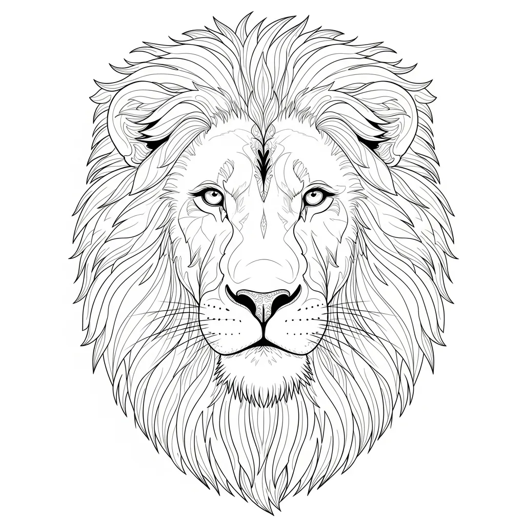 Intricate Lion Portrait Coloring Page (1)