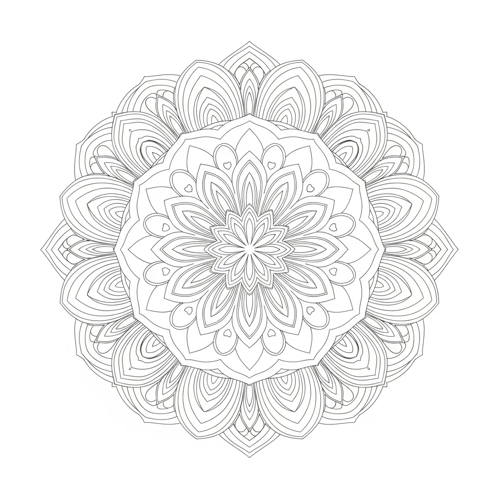Intricate Mandala Flower Coloring Page (2)