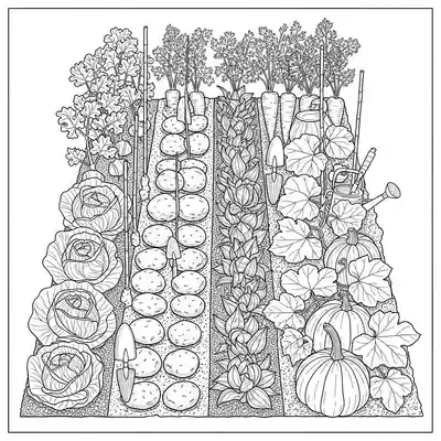 Intricate Vegetable Garden Coloring Page (2)