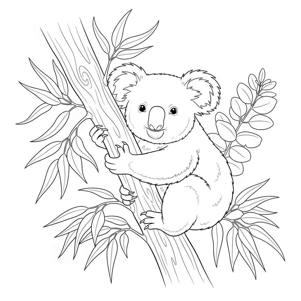 Koala Clinging to Eucalyptus Tree Branch (3)