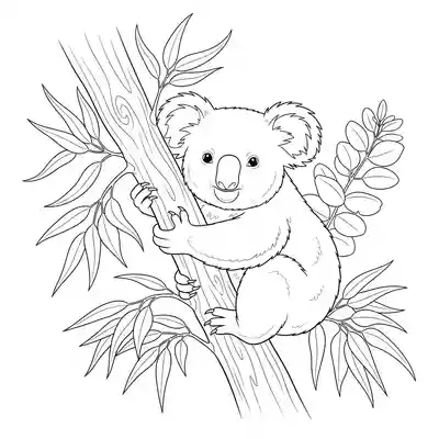 Koala Clinging to Eucalyptus Tree Branch (3)