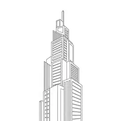 Modern Skyscraper Line Art Coloring Page (1)